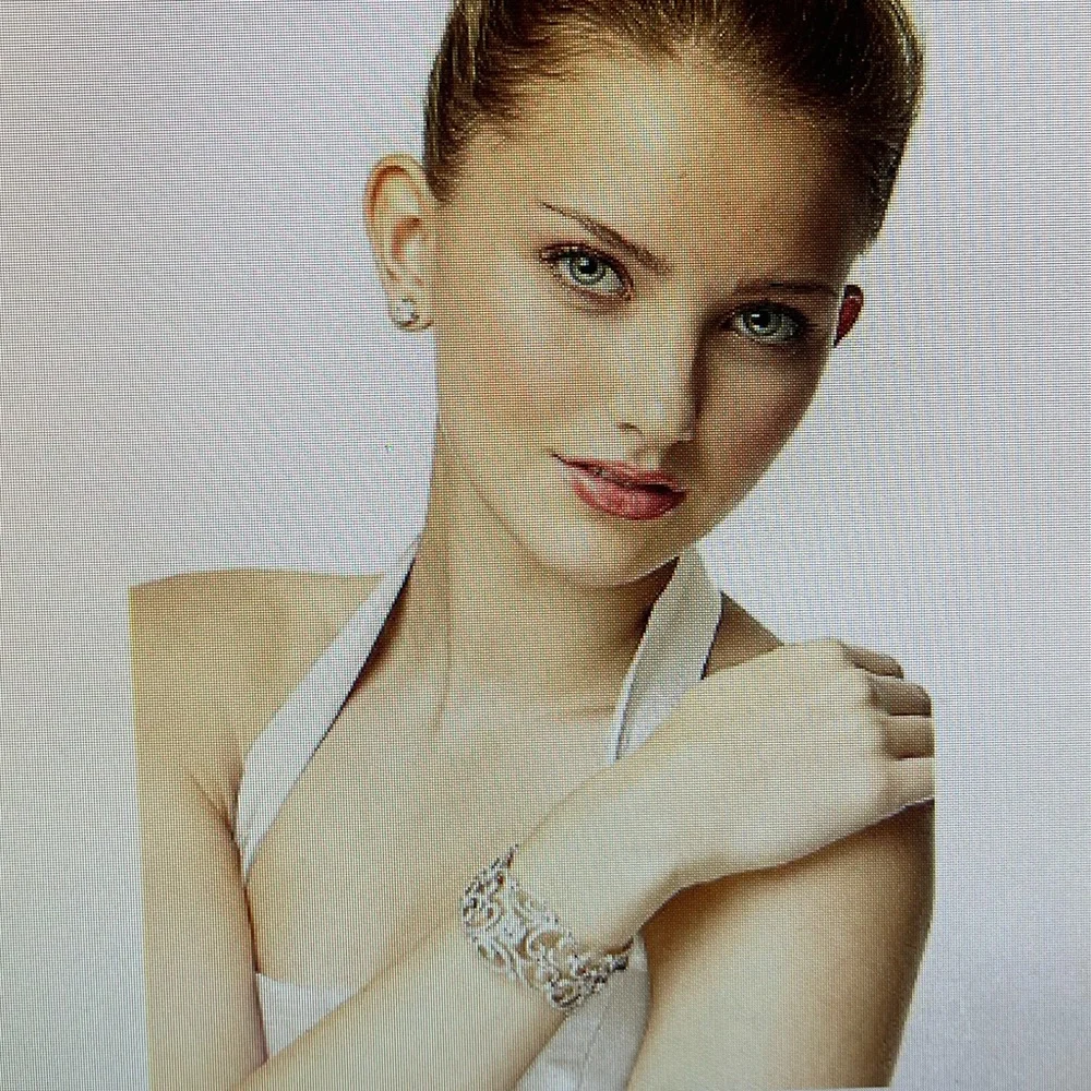 Cubic Zirconia - Silver Scroll Cuff Bracelet